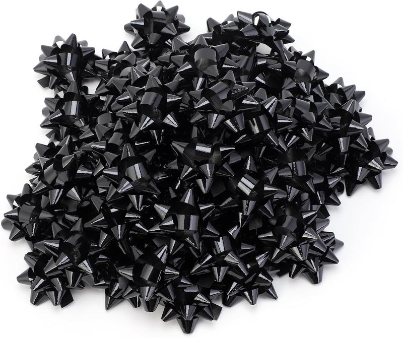 DYSHIPEN 100Pcs Small Black Star Bows for Gift Wrapping and Presents,Multiple coClour Christmas Bows,for Parties, Birthdays, Weddings or Other Holidays. - Image 1